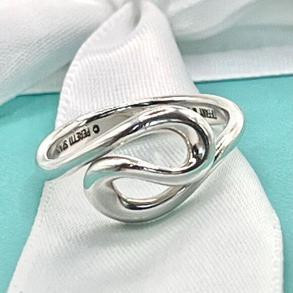 Tiffany & Co Vintage Elsa Peretti Open Wave Ring - Silver - sz 6.5 - Picture 4 of 11